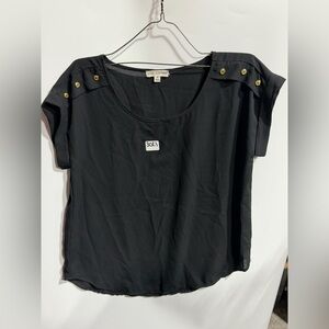 #3021-Zenana Outfitters Black Top with Gold Button Detail